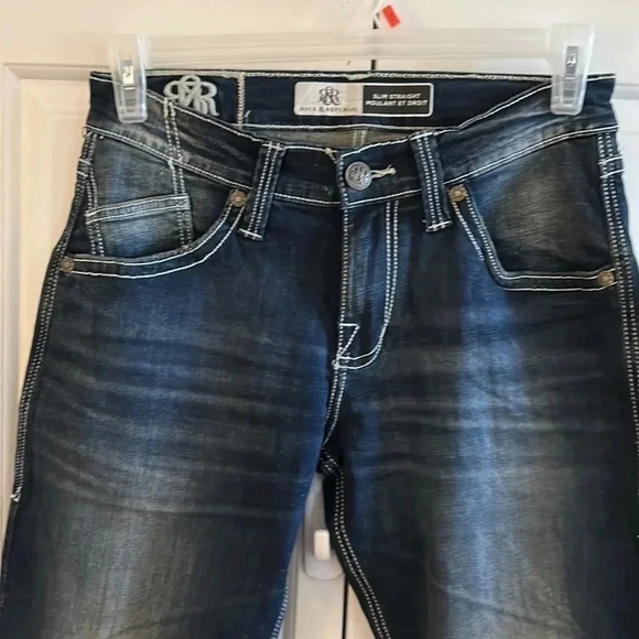 Rock & Republic 30x30 men jeans .Blue,slim straight,embroidered logo NWT - Picture 6 of 15
